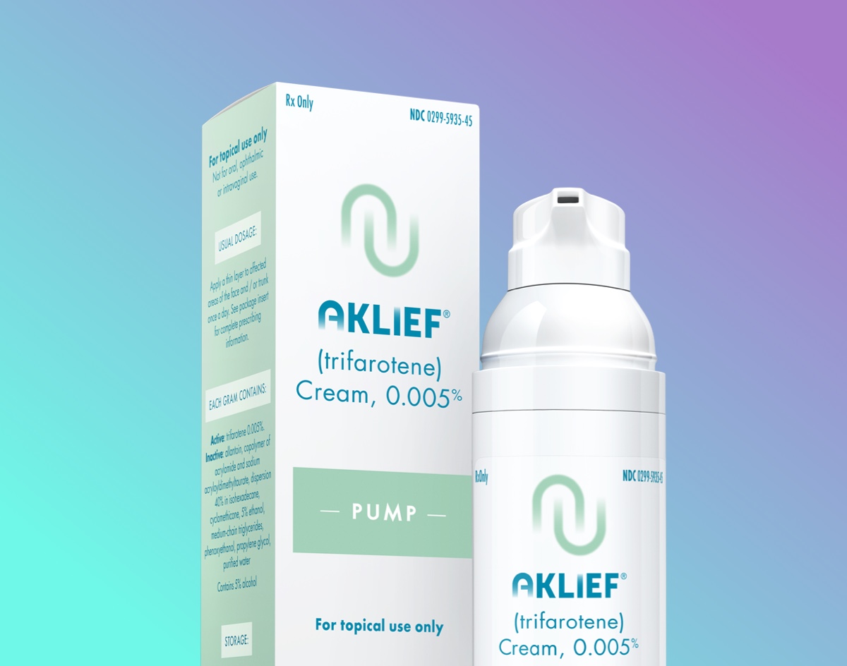 AKLIEF® (trifarotene) Cream, 0.005% product packaging - AKLIEF® Cream bottle next to its box